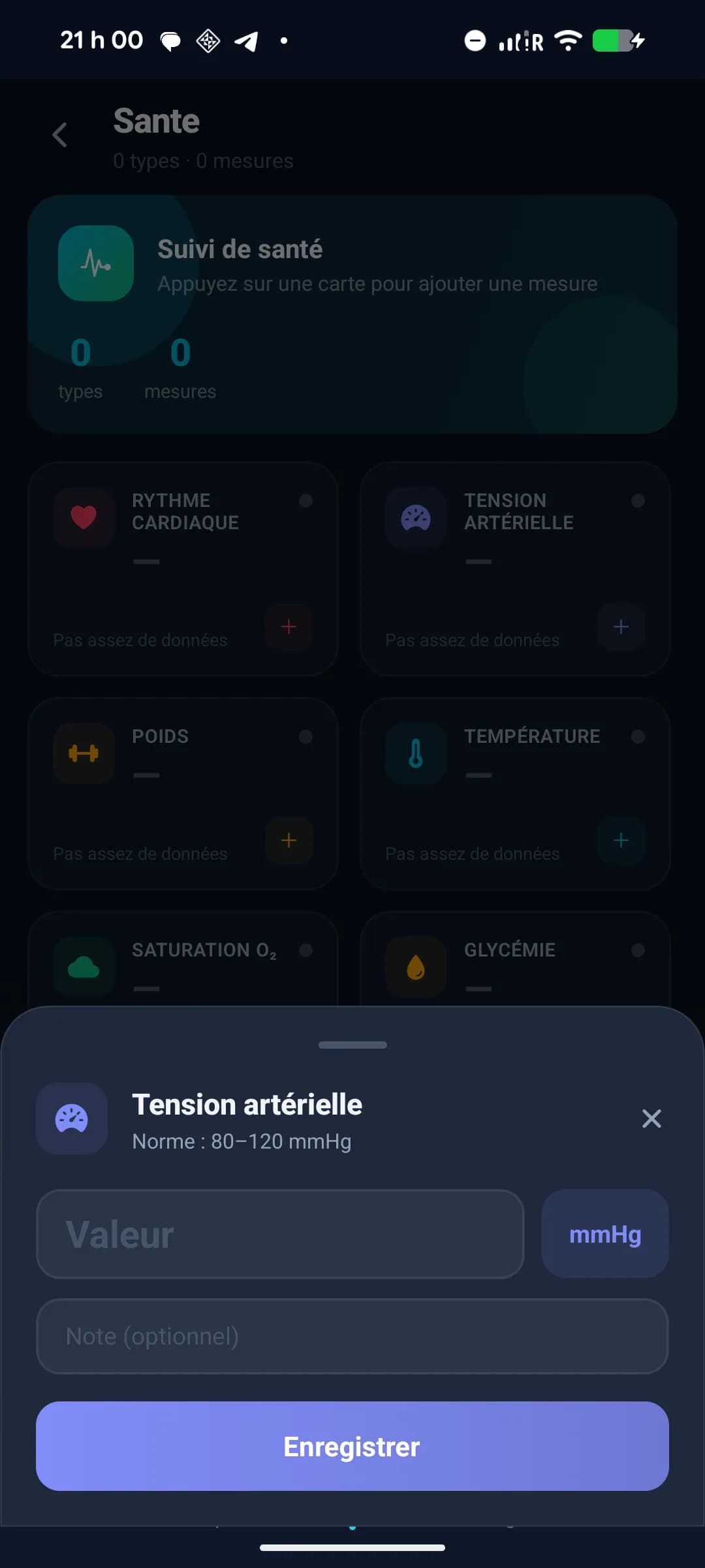Saisie rapide de la tension artérielle dans Planevia