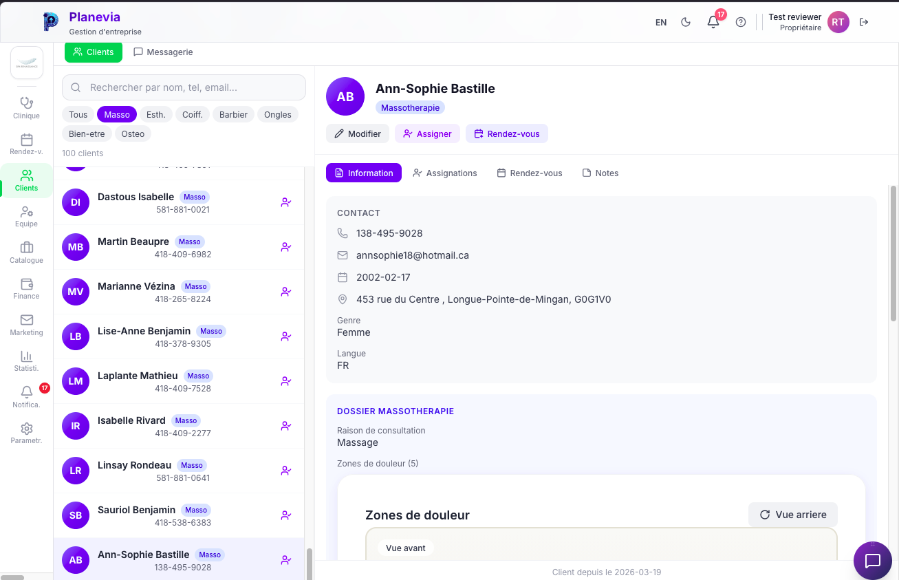 Fiche client Planevia