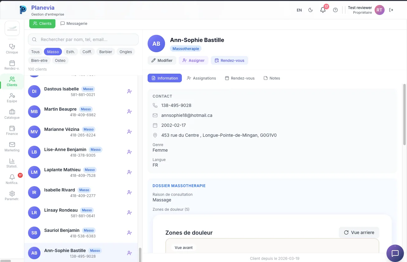 Fiche client Planevia