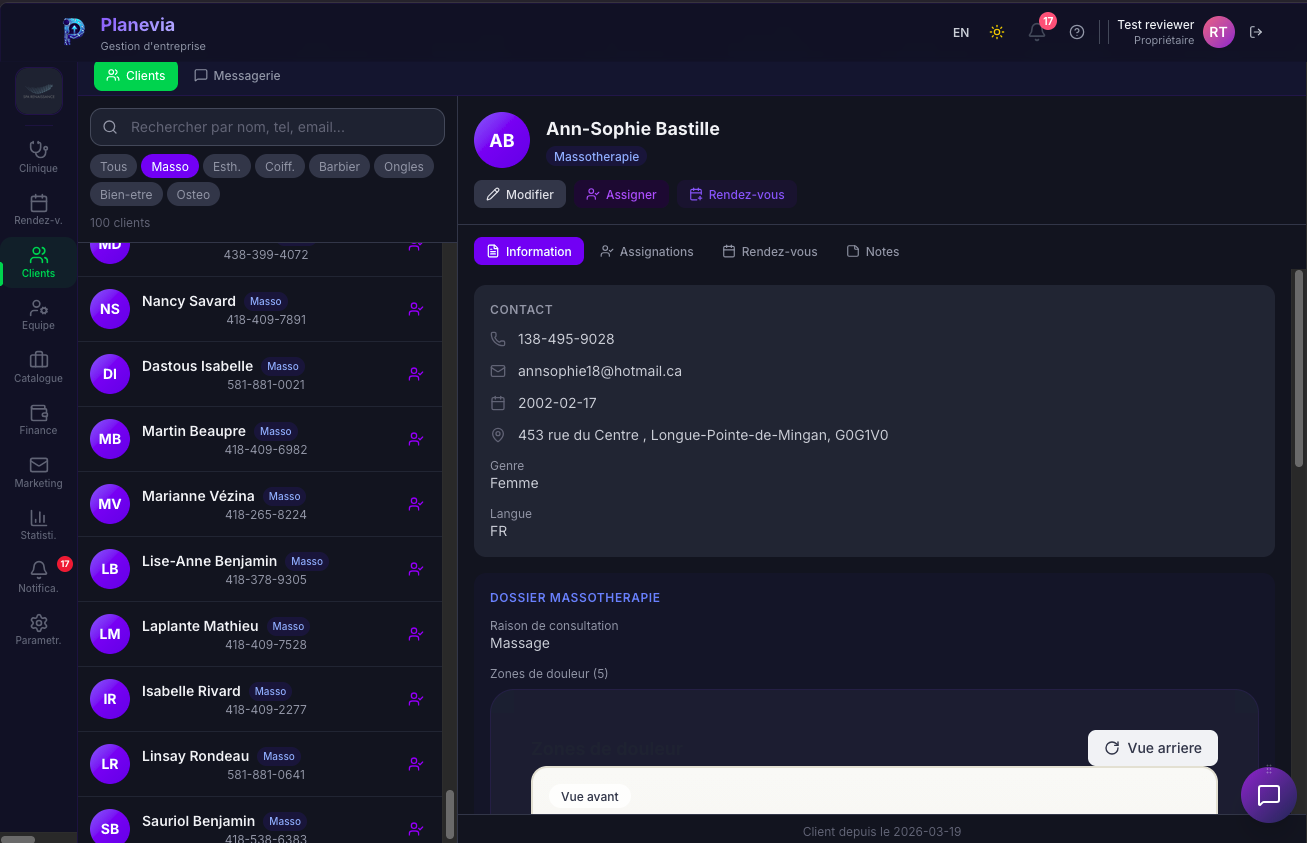 Fiche client Planevia