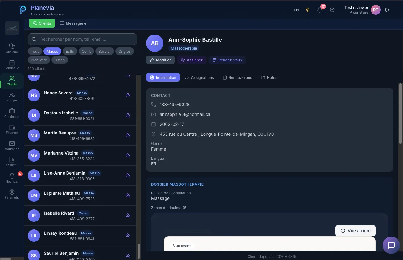 Fiche client Planevia