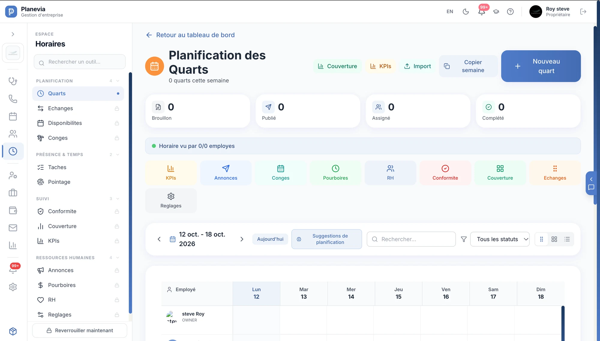 Planification des quarts