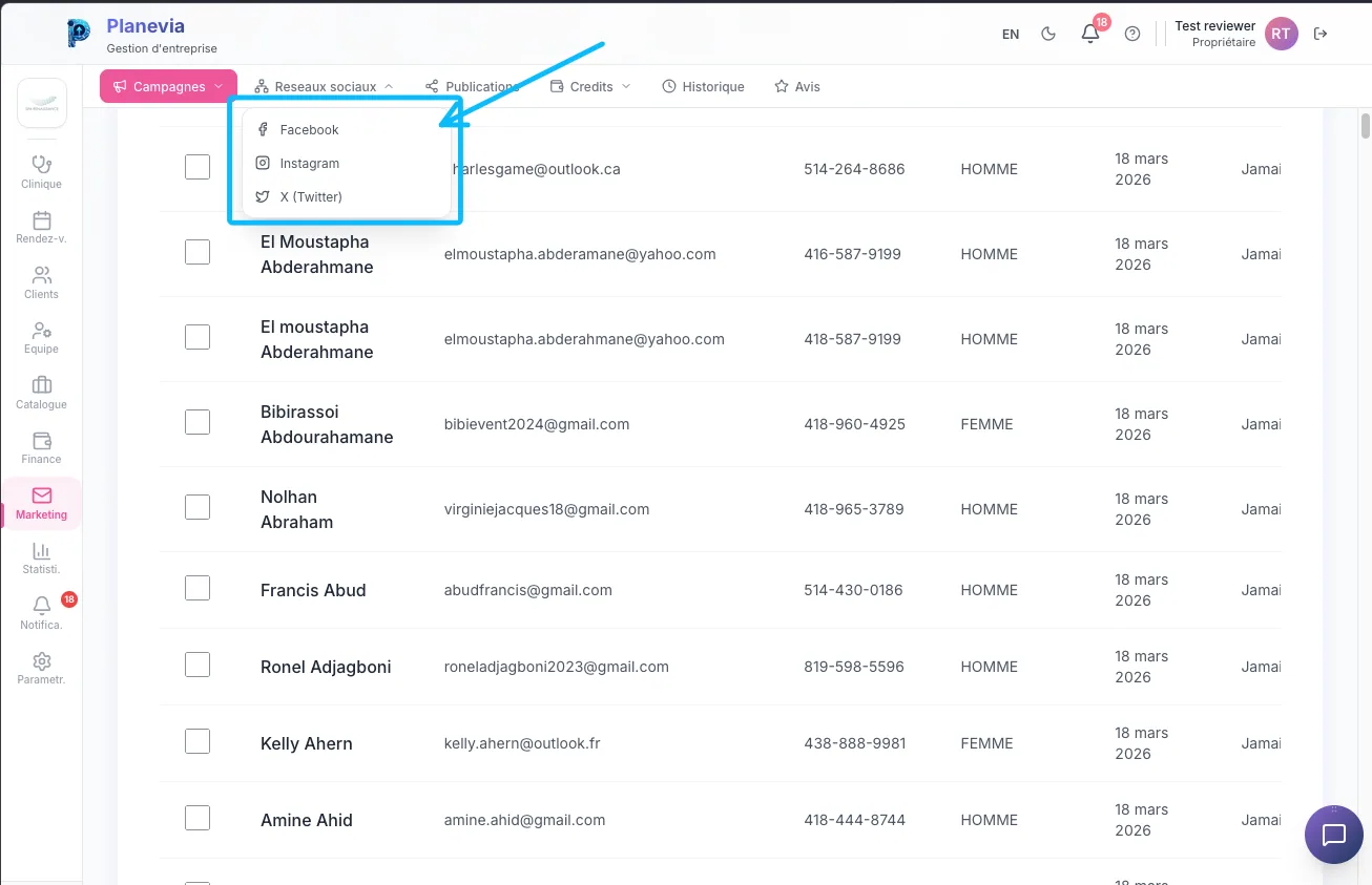 Connexion aux reseaux sociaux Planevia