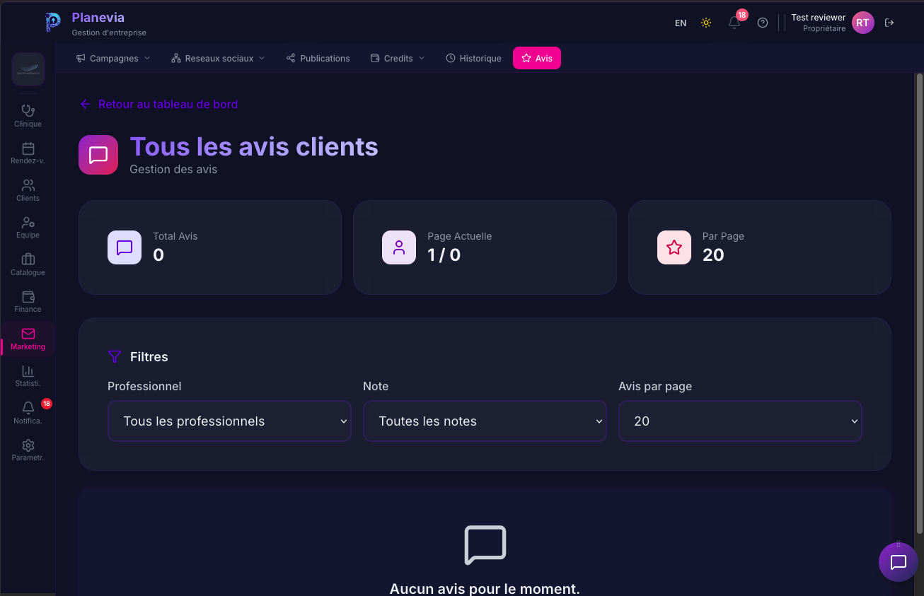 Avis clients centralises Planevia