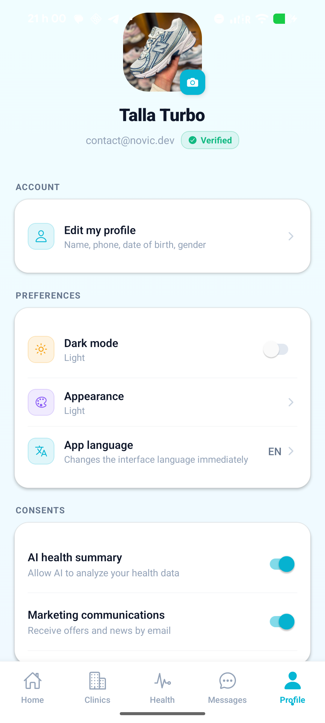 Profil et consentements Planevia