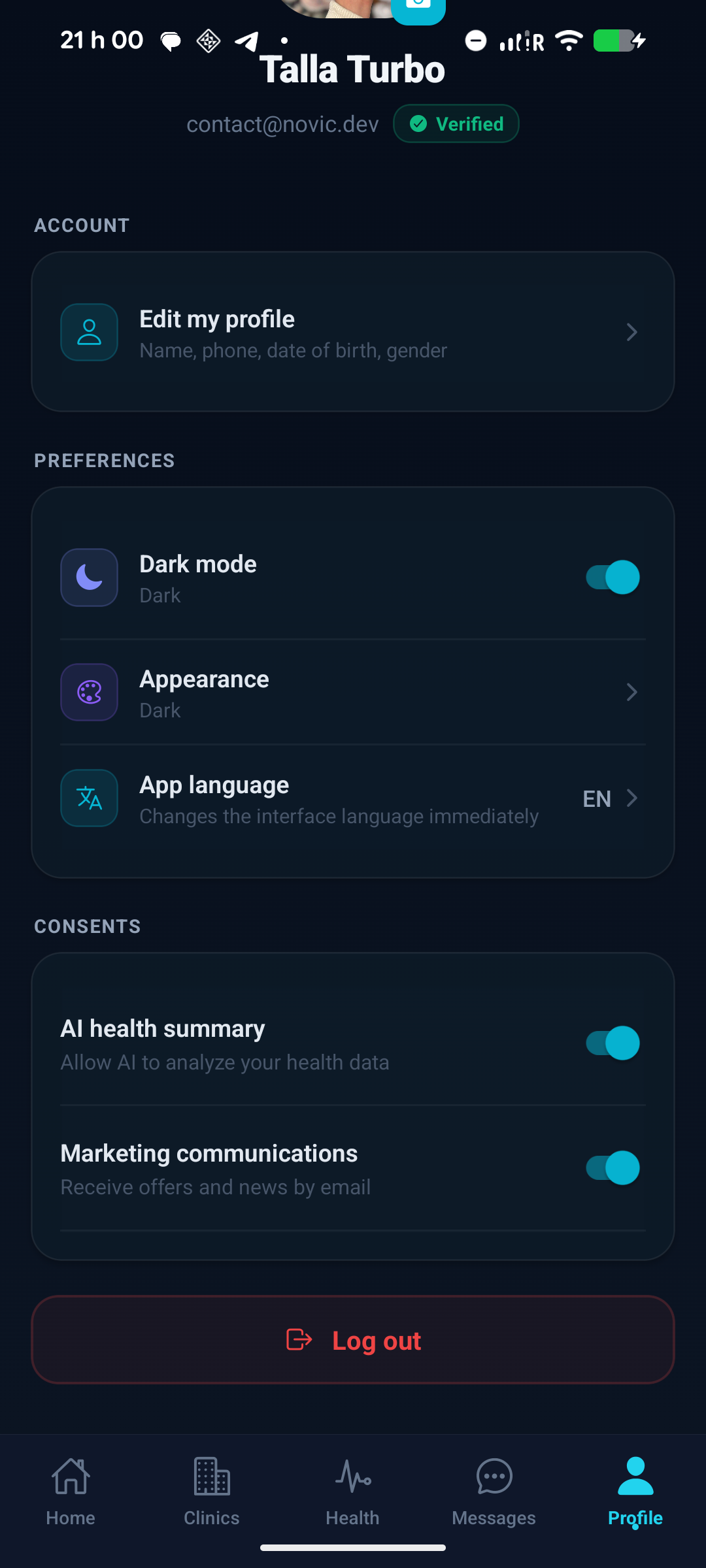 Profil et consentements Planevia