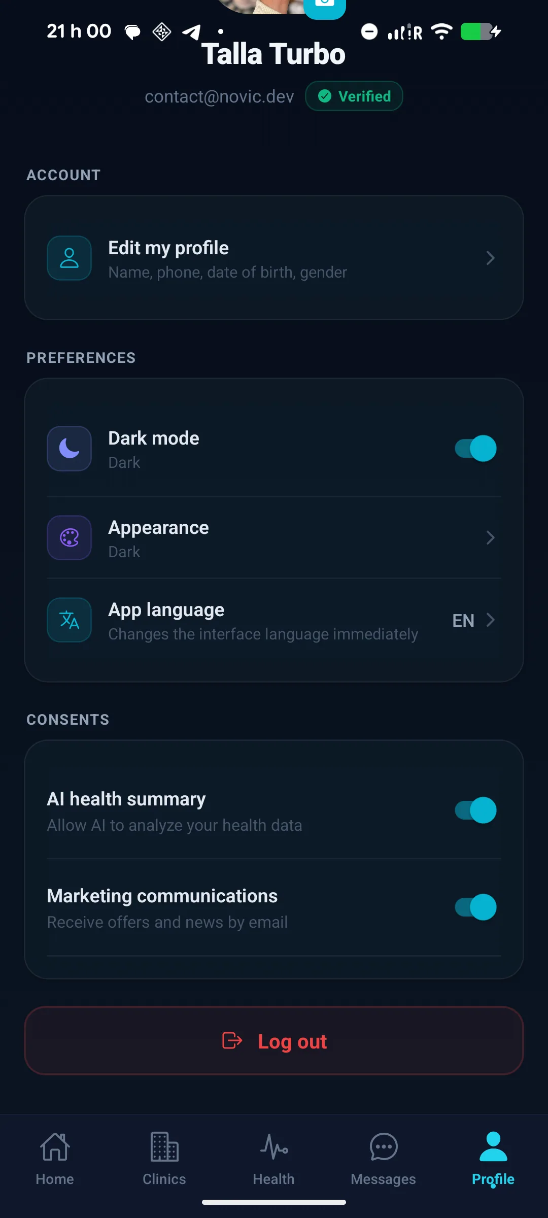 Profil et consentements Planevia