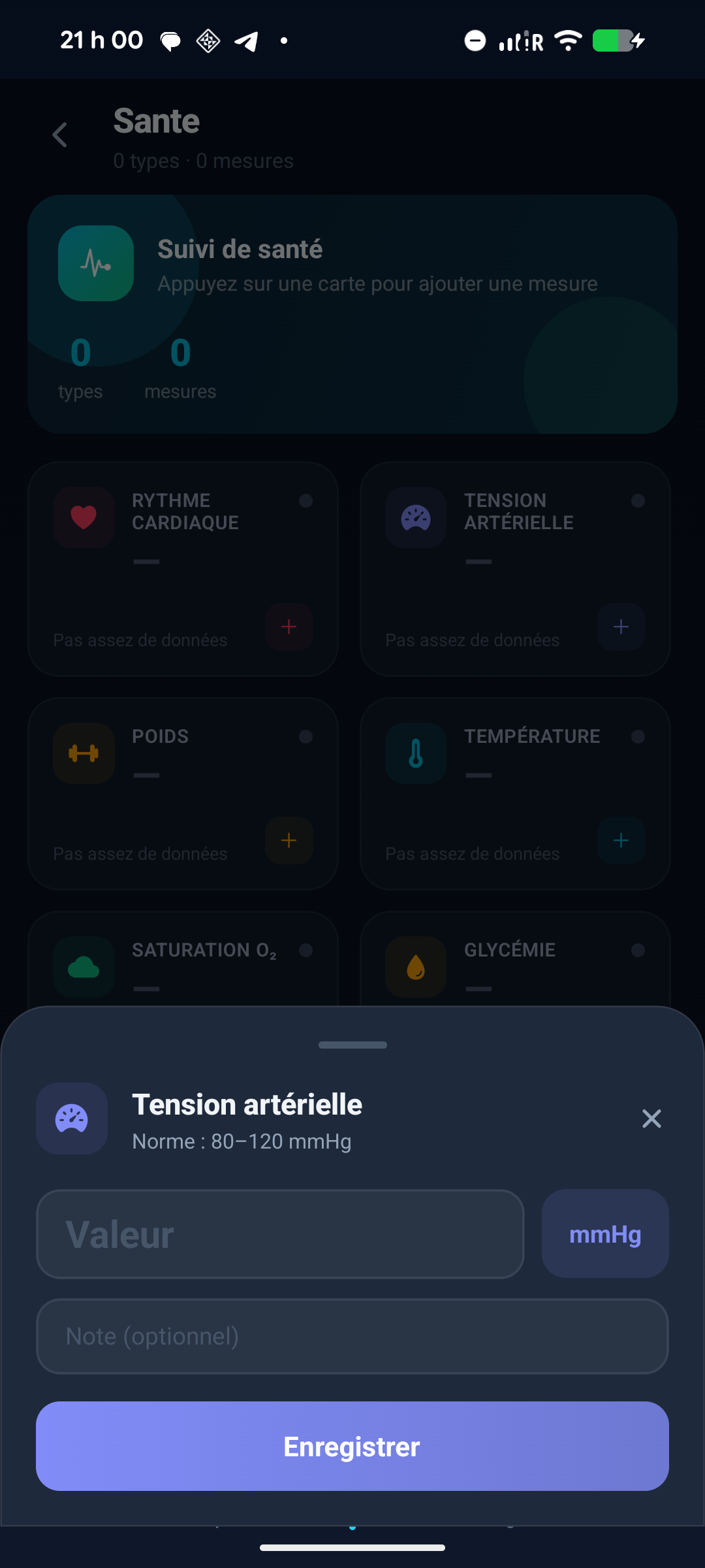 Saisie rapide de la tension arterielle dans Planevia