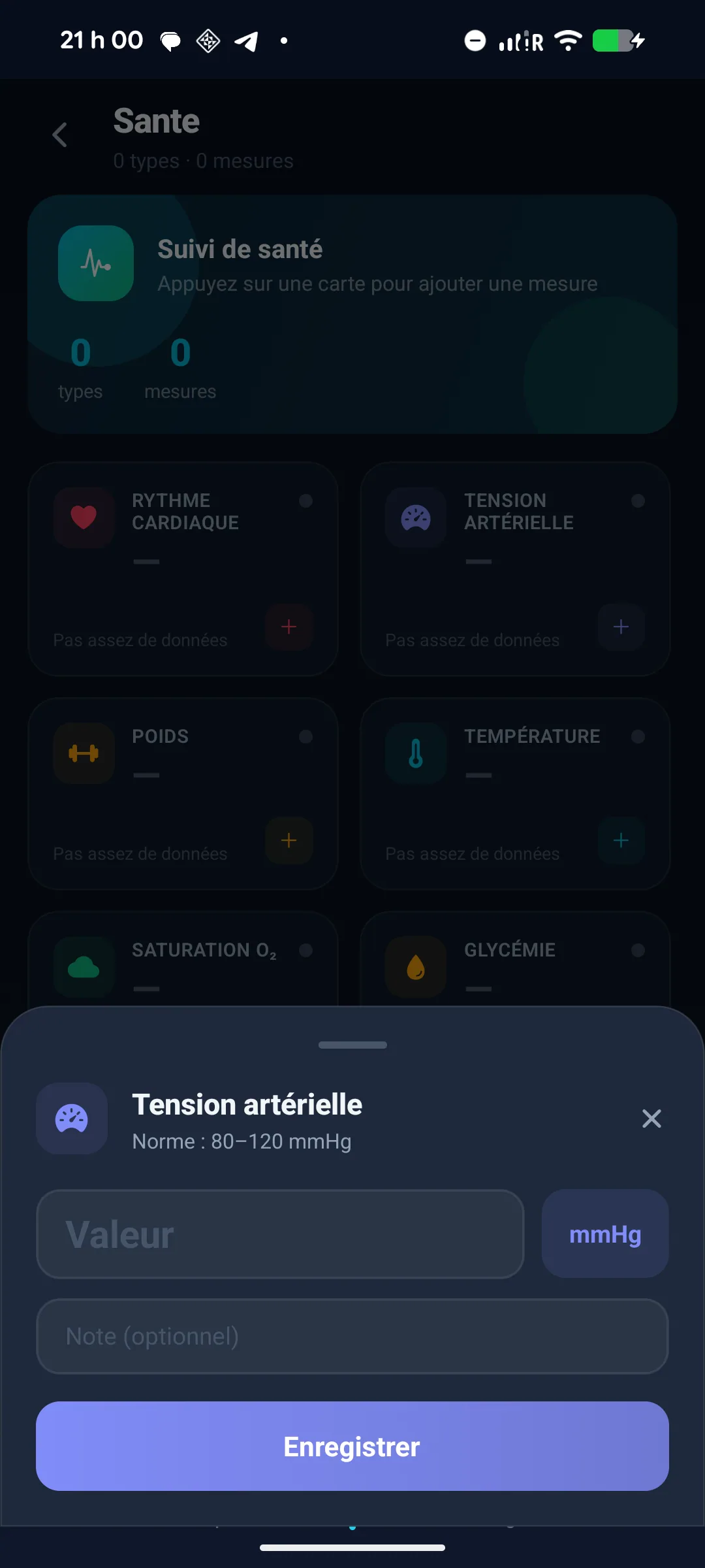 Saisie rapide de la tension arterielle dans Planevia