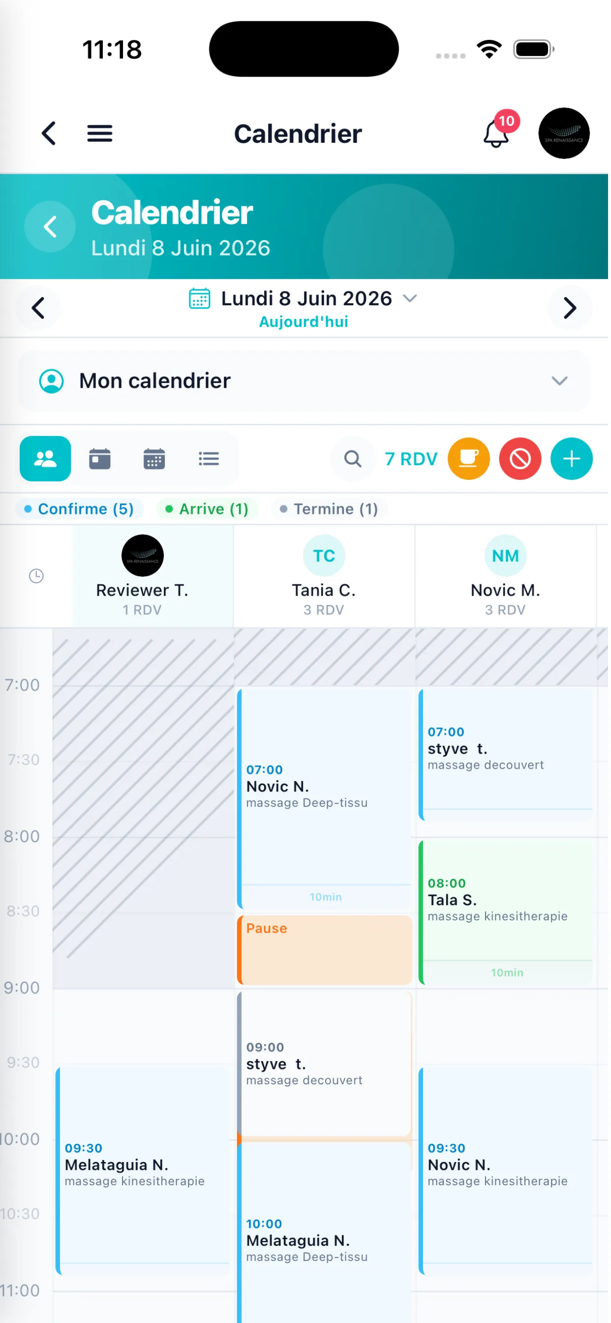 Agenda & rendez-vous — mobile
