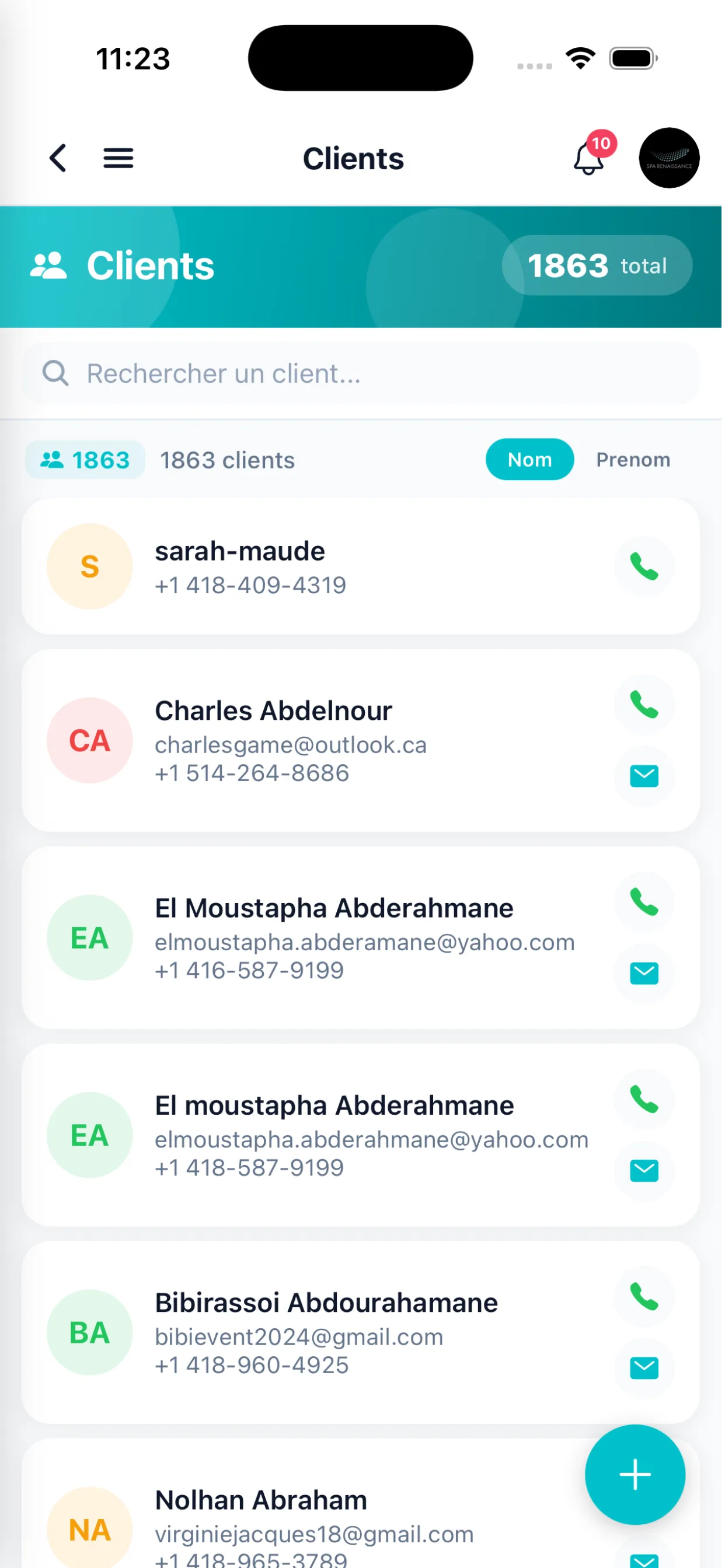 Clients & suivi — mobile