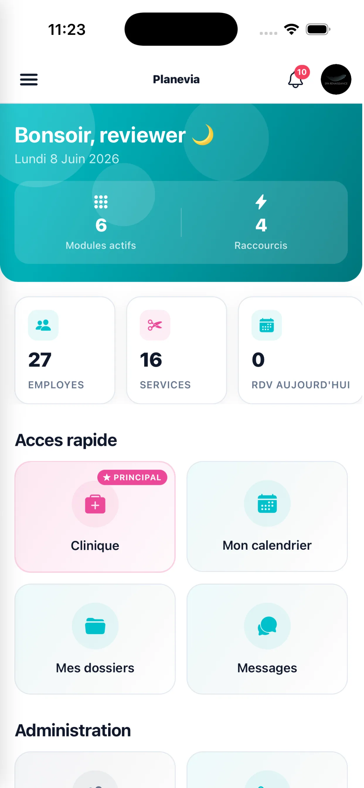 Application Planevia — tableau de bord
