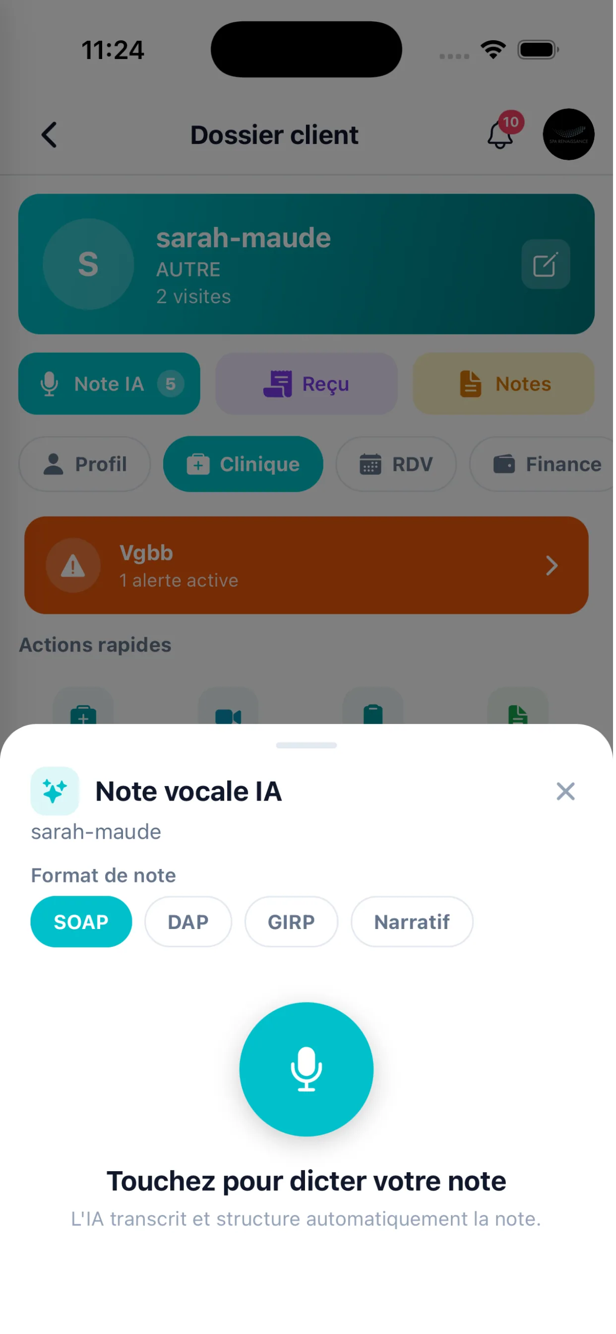Réception & IA — mobile