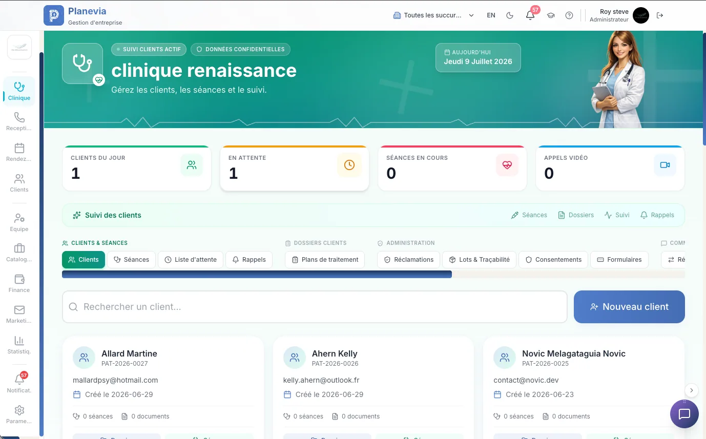 Tableau de bord clinique