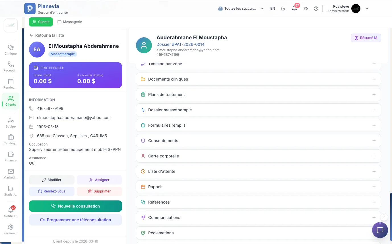 Sections du dossier