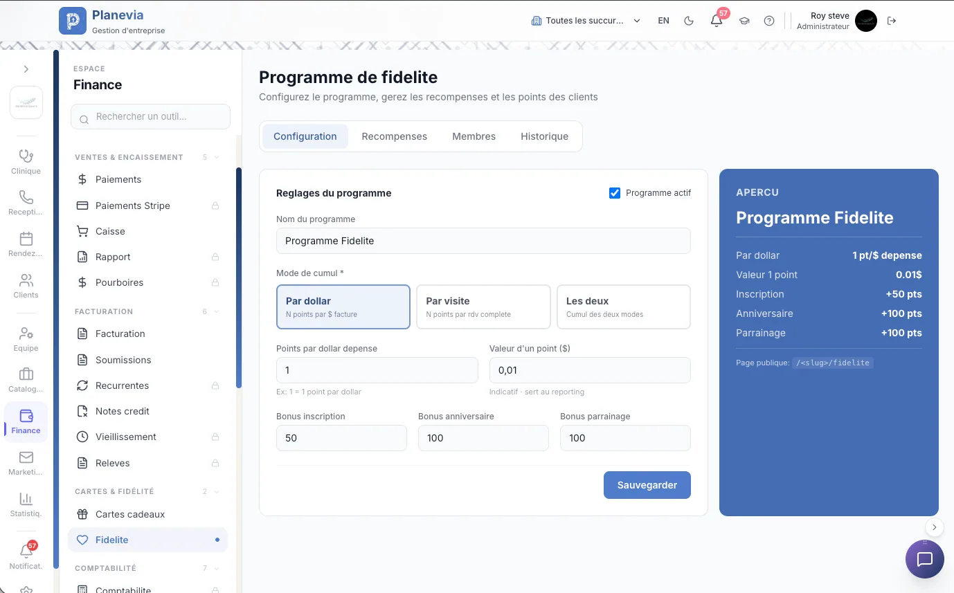 Programme de fidélité